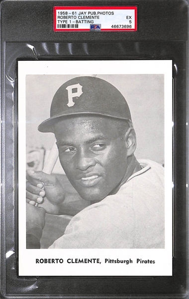 1958-61 Jay Publishing Photos (Type 1) Roberto Clemente (Batting) Graded PSA 5